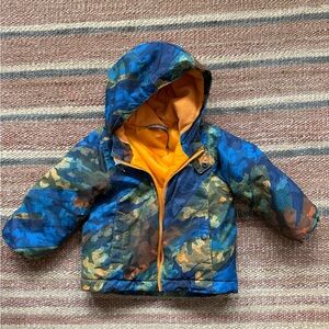 Columbia Kids Blue Camo Jacket with Orange Liner